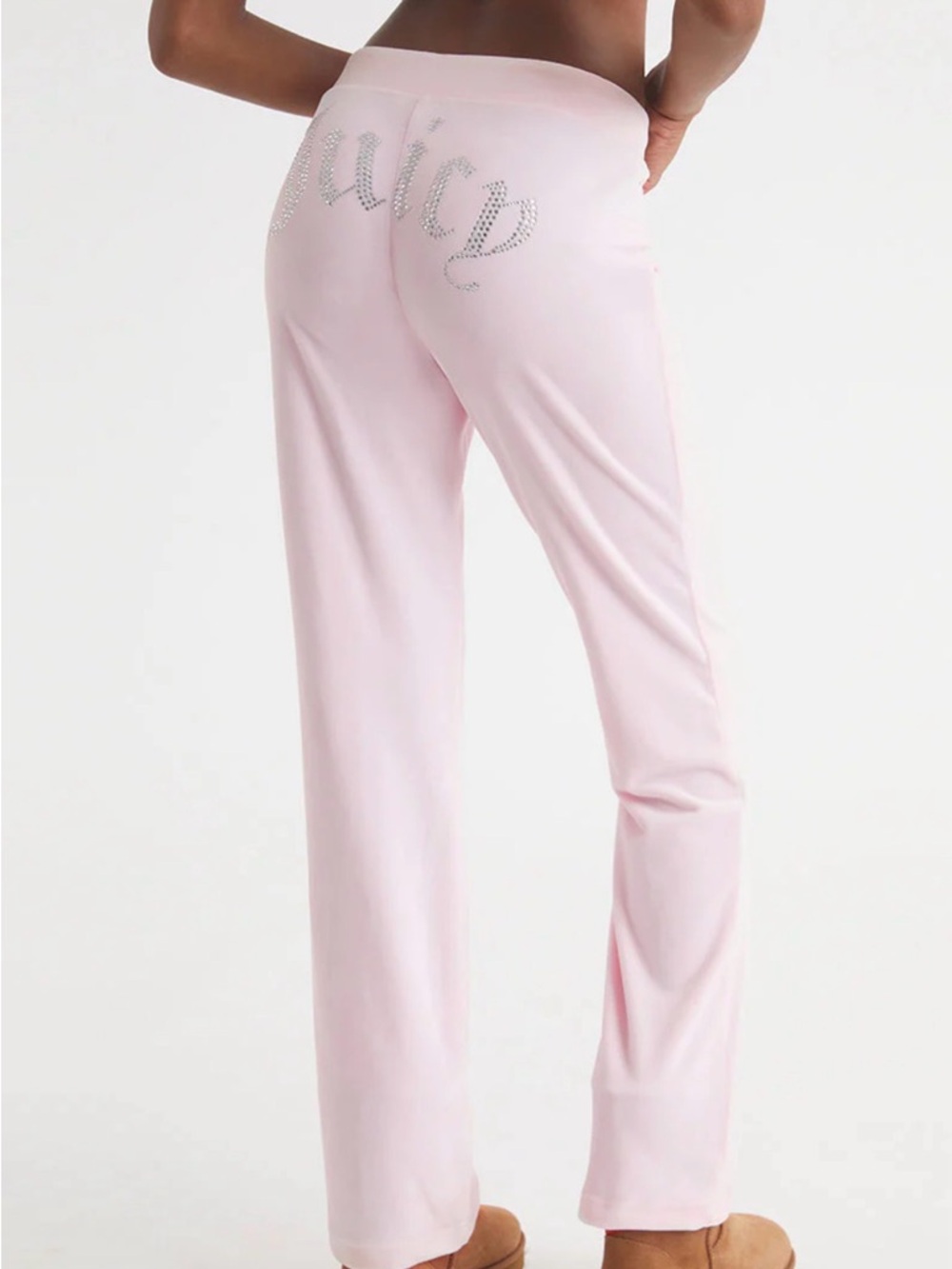 Juicy Couture Light Pink Velour Rhinestone Logo Lounge Pants